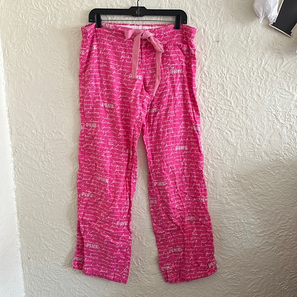 PINK Victoria's Secret Other - Victoria’s Secret Pink Flannel Pajama Sleep Pants Silver Glitter White Y2k 2000s